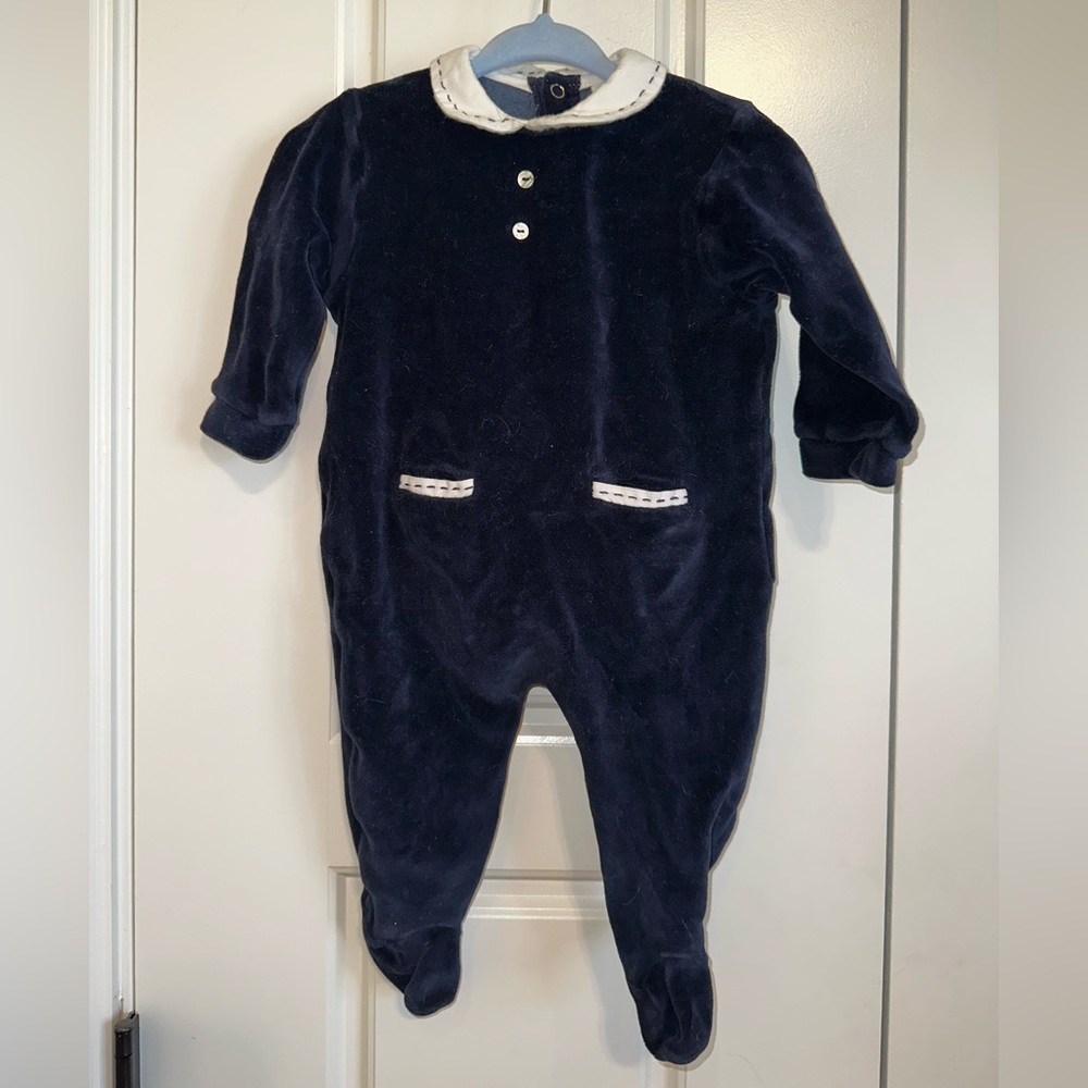 Dark blue velour baby outfit